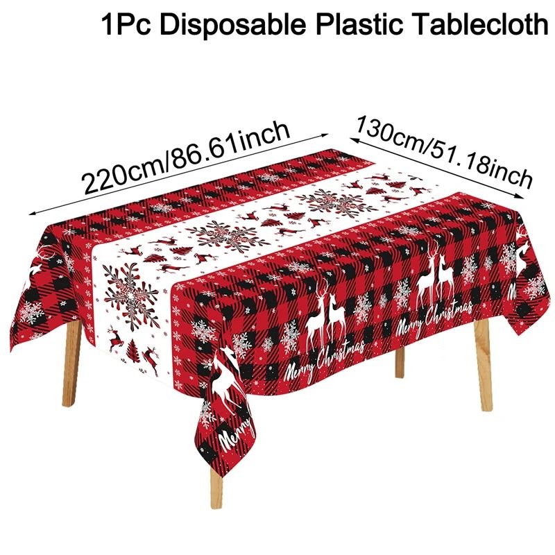 Merry Christmas PE Tablecloth Holiday Party Table Cover 8