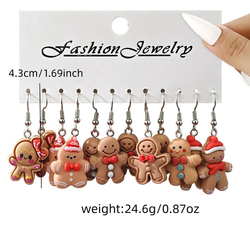 Cute Christmas Gingerbread Santa Penguin Dangle Earrings 3