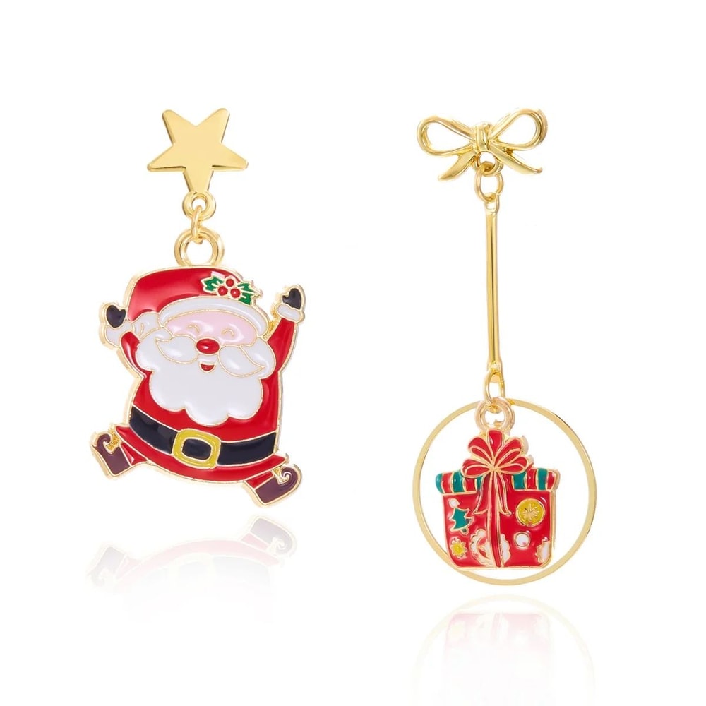 Asymmetric Santa Claus Tassel Christmas Drop Earrings 1