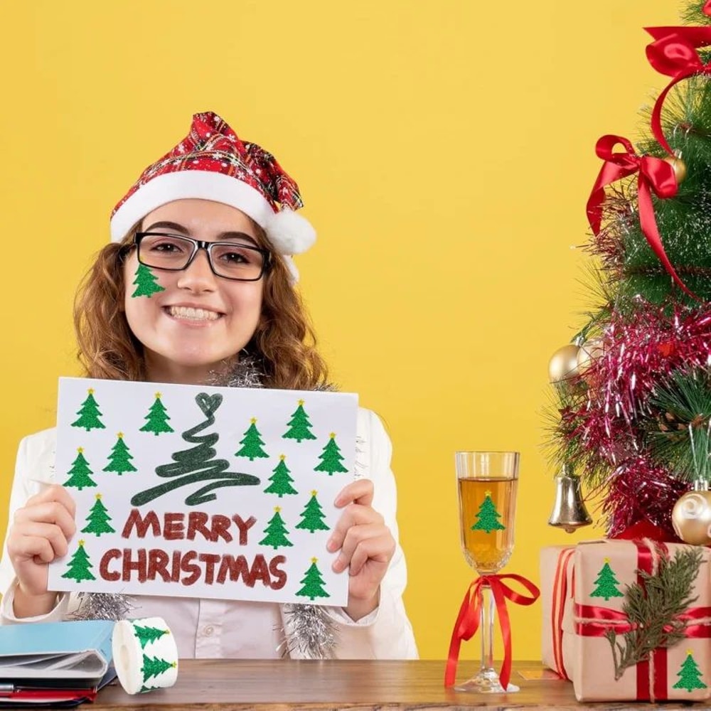 Christmas Tree Laser Waterproof Sticker Labels Roll 3