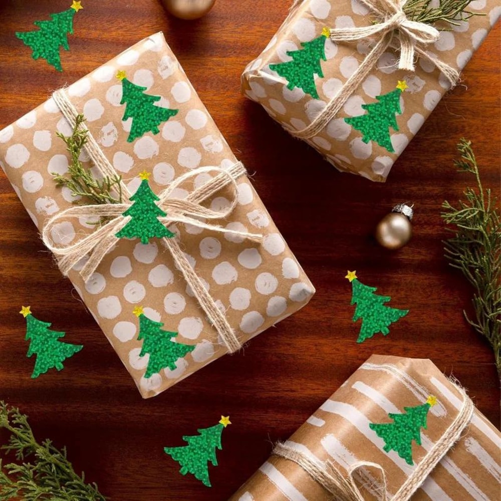 Christmas Tree Laser Waterproof Sticker Labels Roll 5