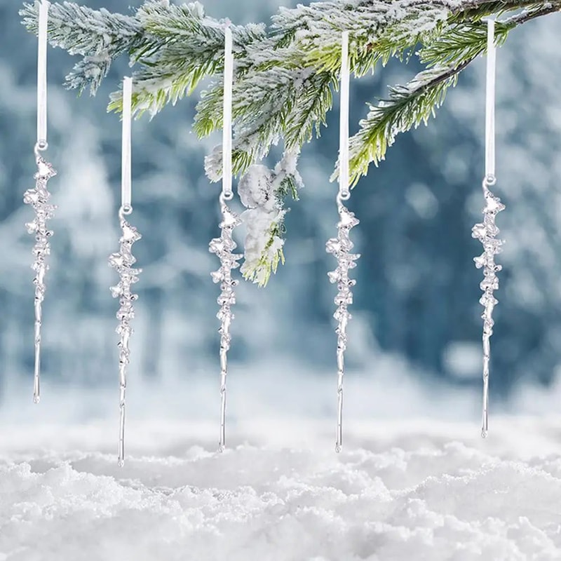 Acrylic Ice Cone Christmas Hanging Ornaments Set 4