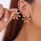Crystal Snowflake Pearl Christmas Stud Earrings For Women 9