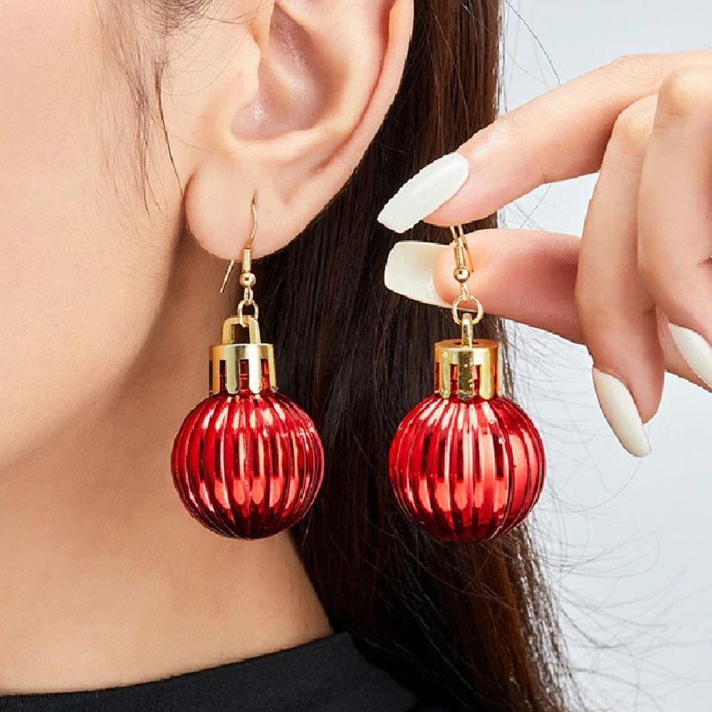 Christmas Snowflake Star Ball Bulb Dangle Earrings 1