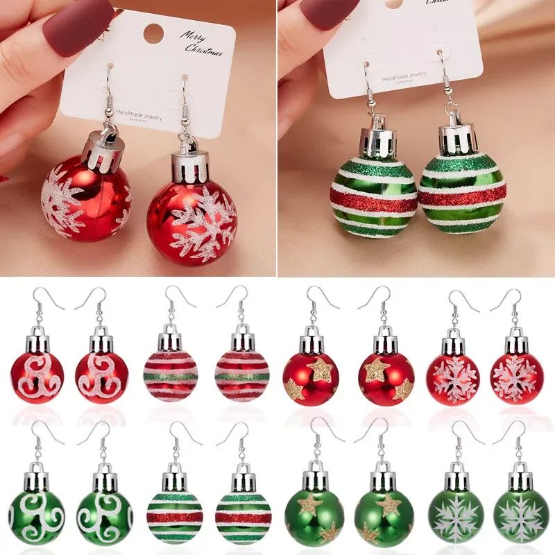 Christmas Snowflake Star Ball Bulb Dangle Earrings 2