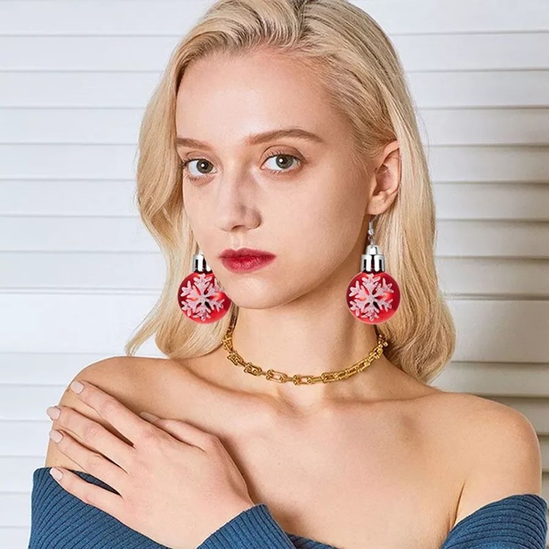 Christmas Snowflake Star Ball Bulb Dangle Earrings 3