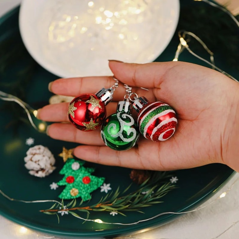 Christmas Snowflake Star Ball Bulb Dangle Earrings 4