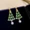 Green Christmas Tree Zircon Star Earrings For Women 14