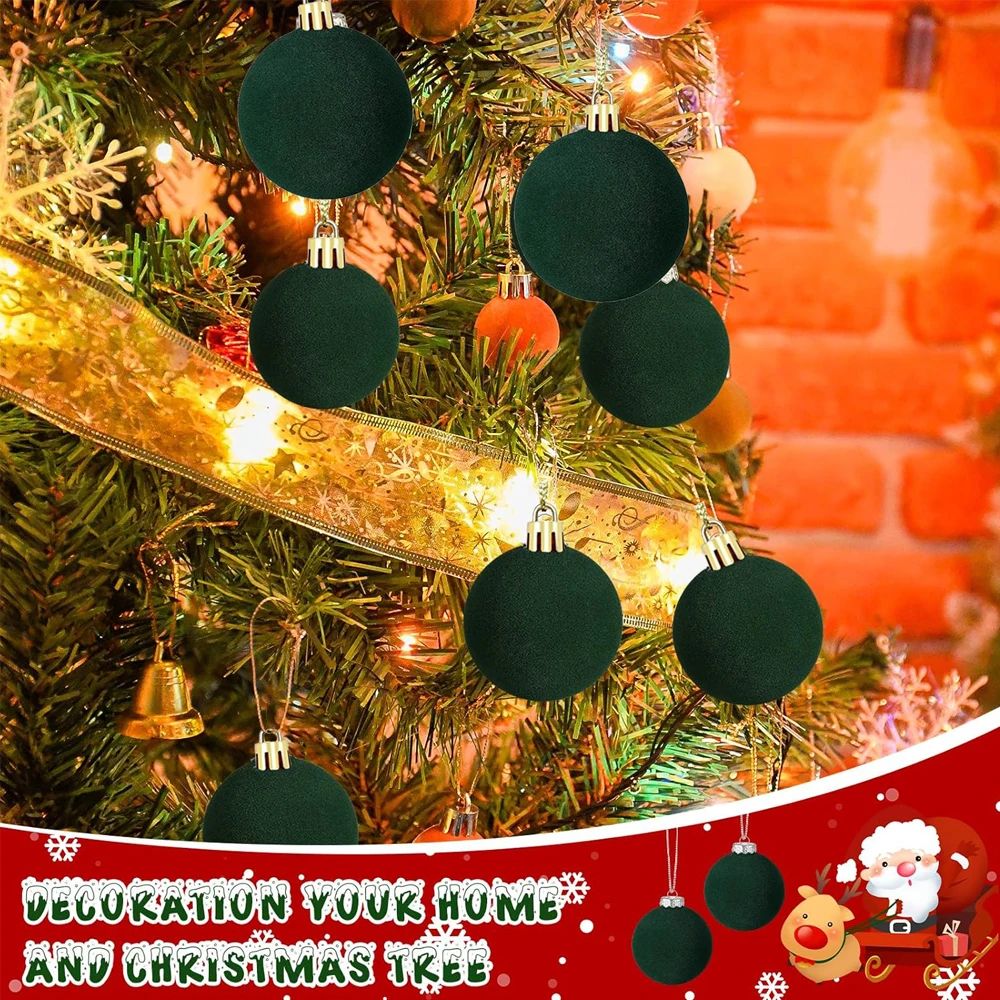 Velvet Flocked Christmas Ball Ornaments Set 1