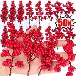 artificial red berry branch picks for christmas decor