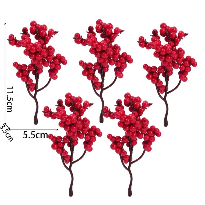 Artificial Red Berry Branch Picks For Christmas Decor 8