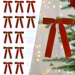 velvet ribbon christmas tree bow decorations set