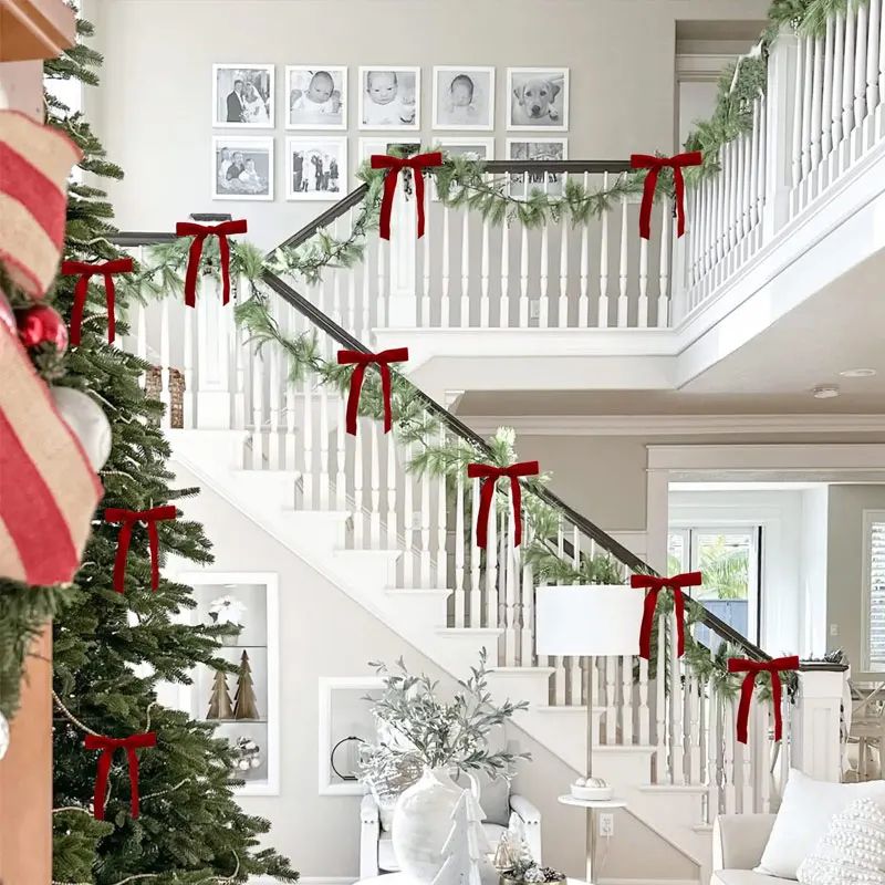 Velvet Ribbon Christmas Tree Bow Decorations Set 5