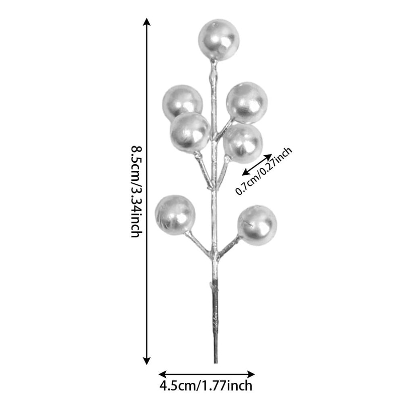 Artificial Red Gold Silver Berry Branch Picks For Christmas Decor 6