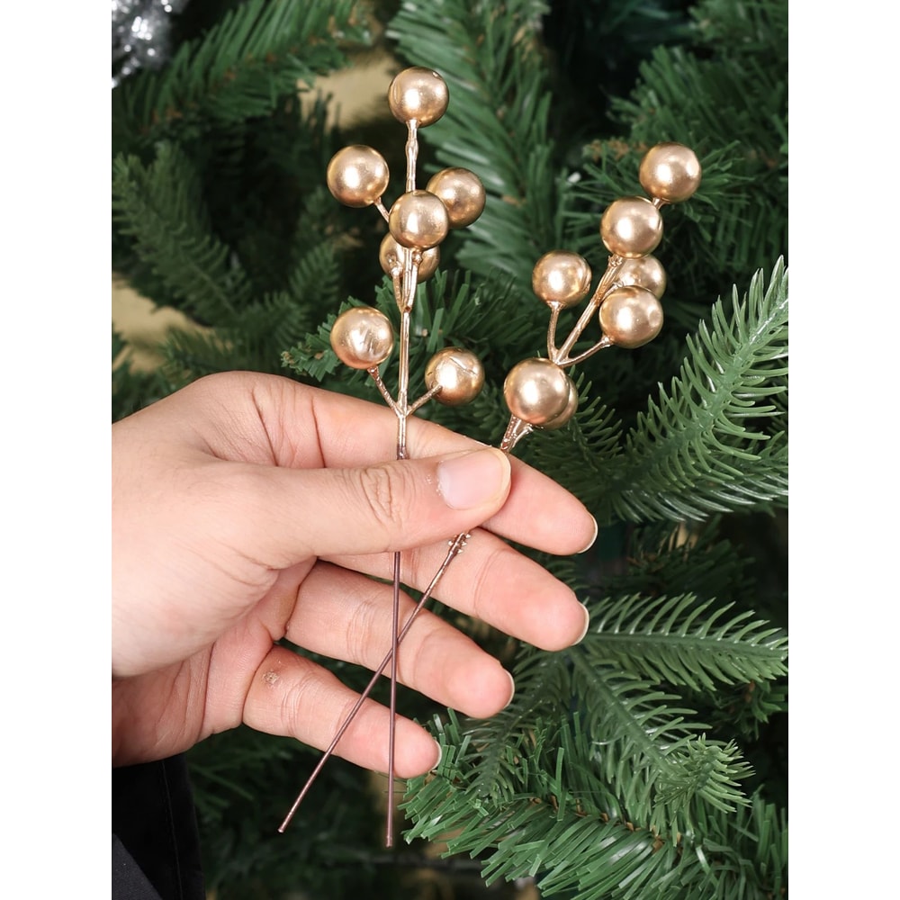 Artificial Red Gold Silver Berry Branch Picks For Christmas Decor 10