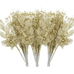 artificial glitter berry flower branch christmas decoration