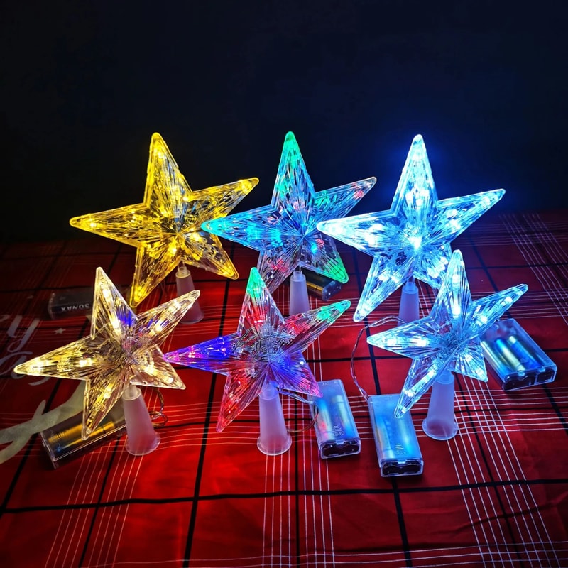 Glowing Glitter Star Christmas Tree Topper Ornament 6