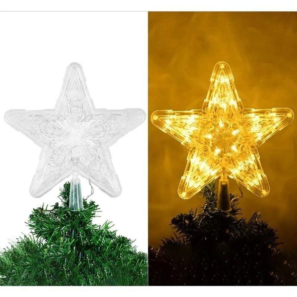 Glowing Glitter Star Christmas Tree Topper Ornament 7