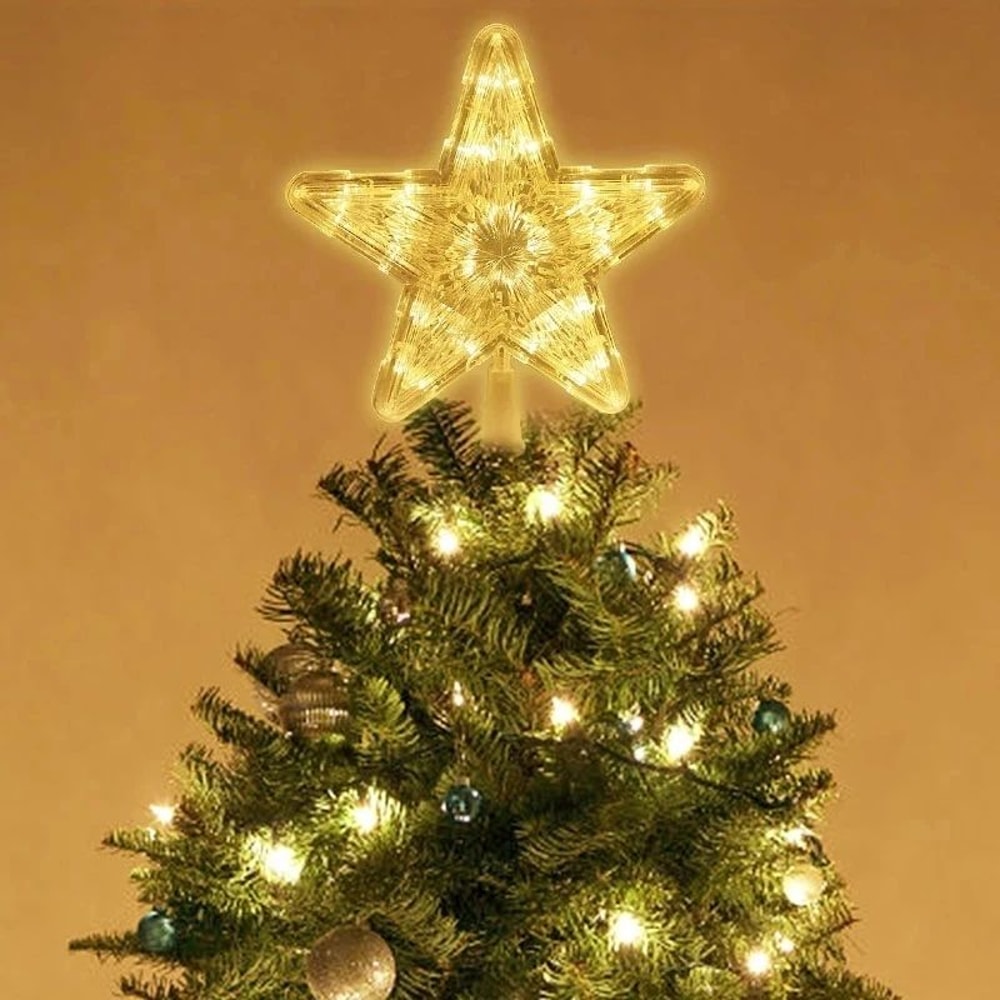 Glowing Glitter Star Christmas Tree Topper Ornament 8