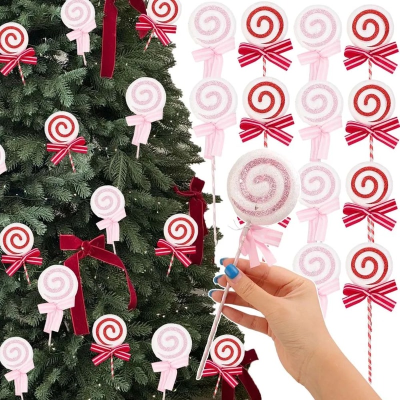 Glitter Candy Cane Lollipop Christmas Tree Hanging Ornaments 0