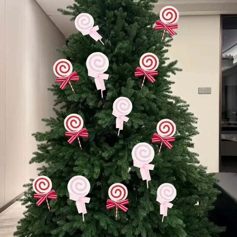 Glitter Candy Cane Lollipop Christmas Tree Hanging Ornaments 1