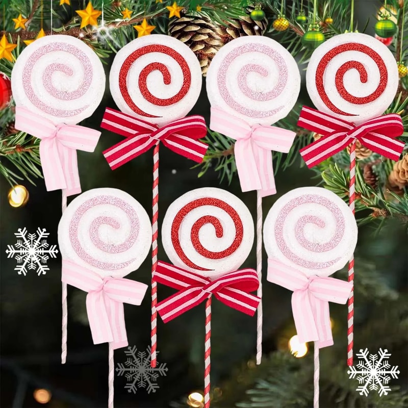 Glitter Candy Cane Lollipop Christmas Tree Hanging Ornaments 6