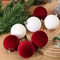 Wine Red Velvet Christmas Ball Tree Ornaments 7