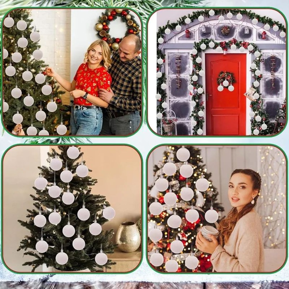 Wine Red Velvet Christmas Ball Tree Ornaments 11