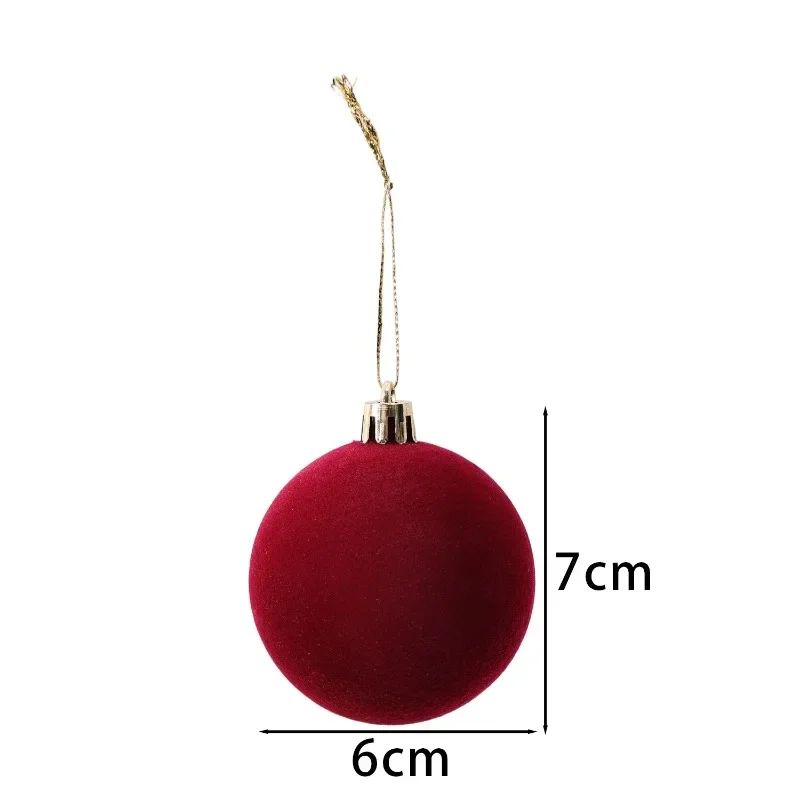 Wine Red Velvet Christmas Ball Tree Ornaments 12