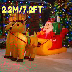 7.2ft inflatable santa sleigh reindeer christmas yard decoration with led