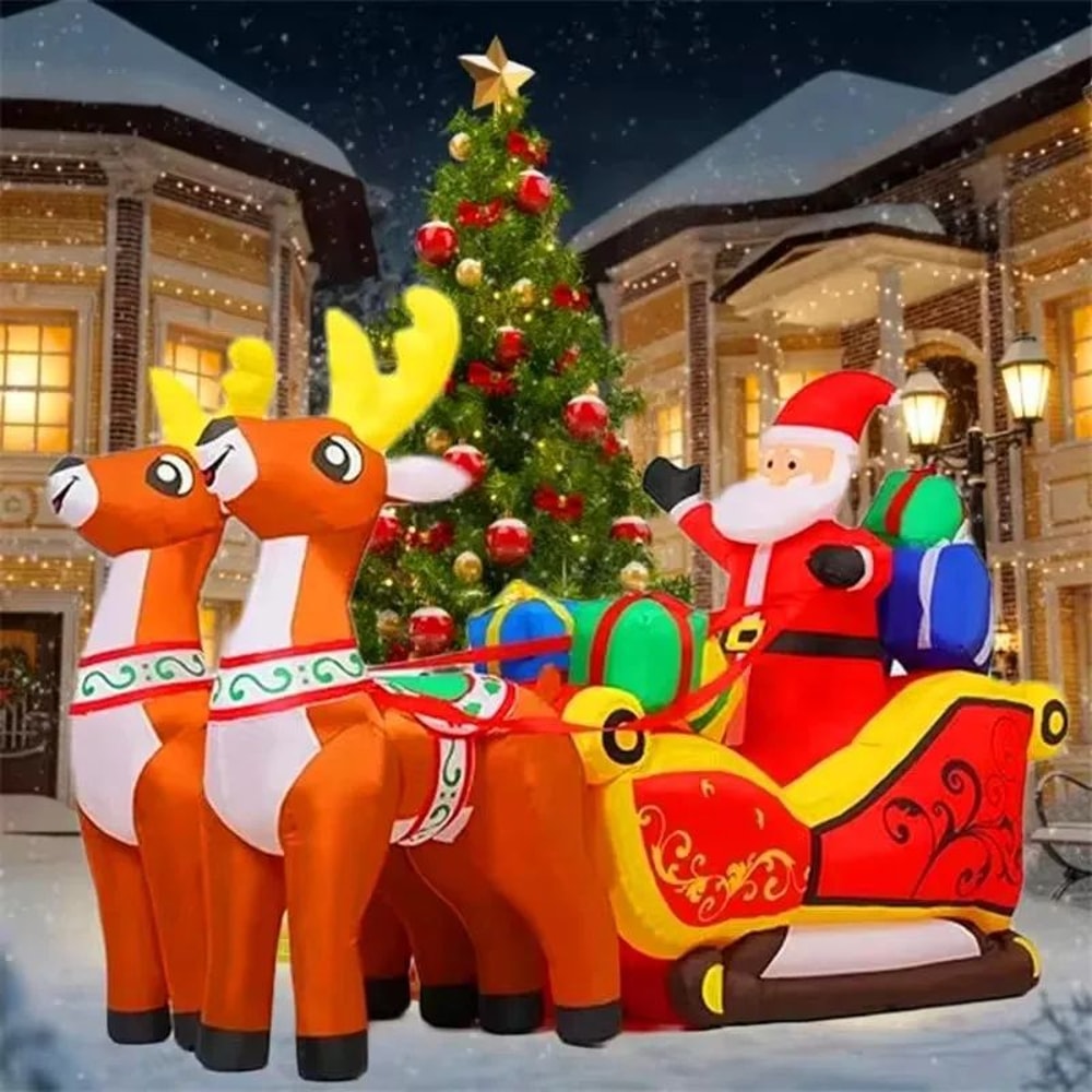 21M Inflatable Santa Elk Christmas Yard Decoration With LED Lights 0