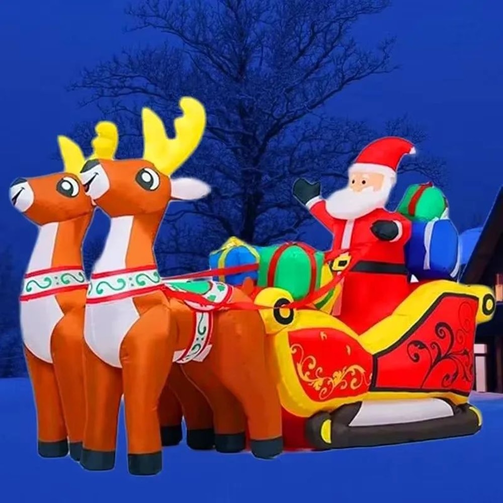 21M Inflatable Santa Elk Christmas Yard Decoration With LED Lights 5
