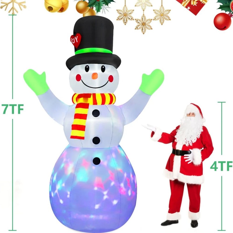 22M Inflatable Snowman Christmas Yard Decoration With Rotating LED 5