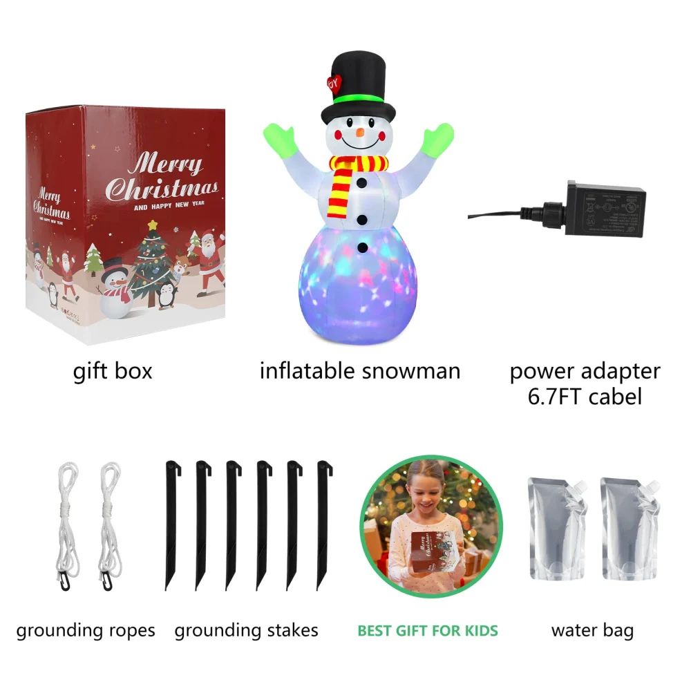 22M Inflatable Snowman Christmas Yard Decoration With Rotating LED 6