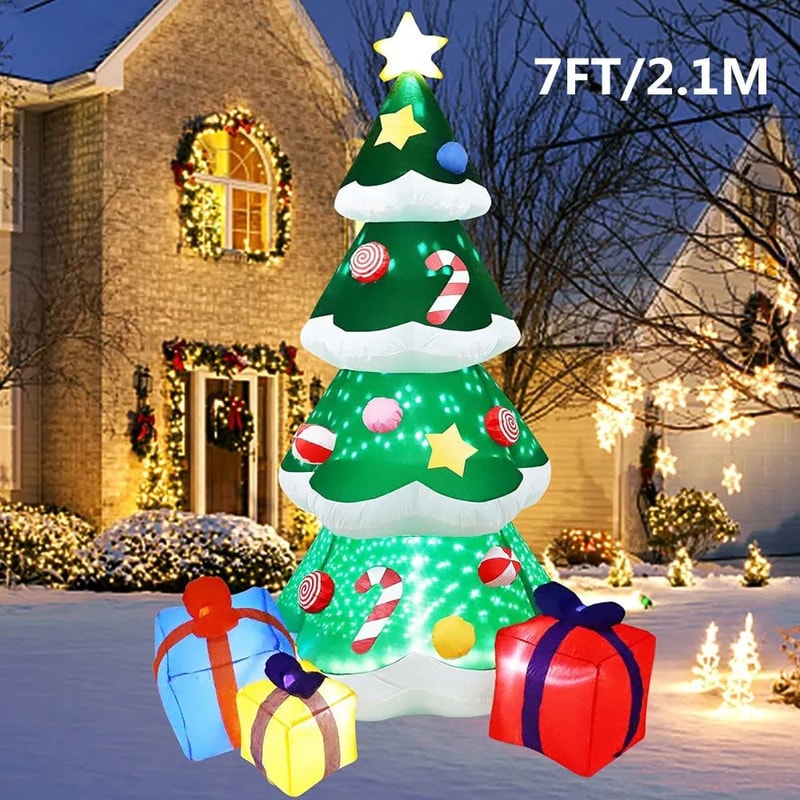7FT Inflatable Christmas Tree With LED Lights Outdoor Decoration 0