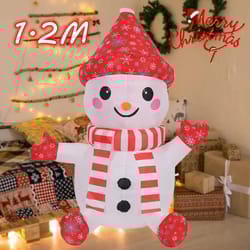 1.2m inflatable sitting snowman christmas yard decoration with led