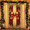 Red Gold Christmas Door Cover Banner With Bows Decor 4