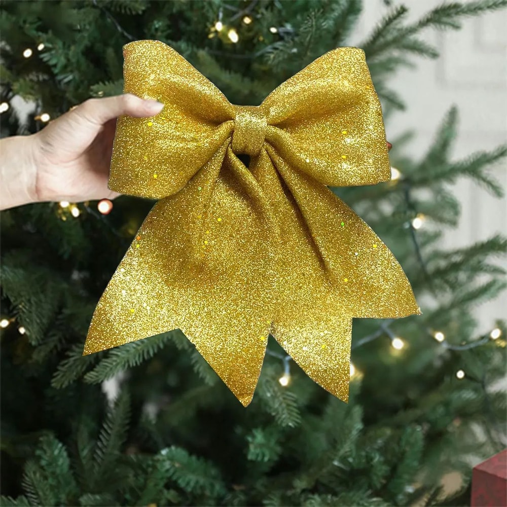 Sequined Christmas Bow Ornament For Tree And Holiday Decor 1