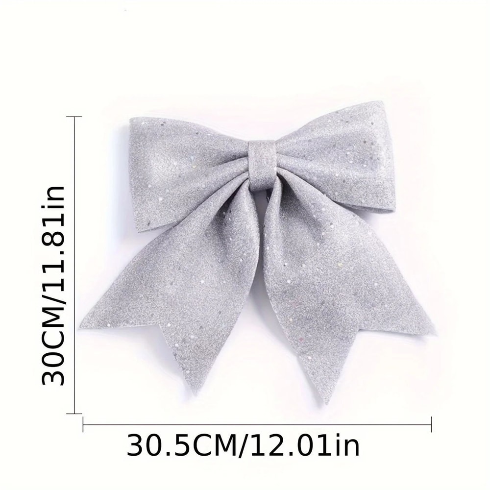 Sequined Christmas Bow Ornament For Tree And Holiday Decor 7
