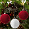 Red Flocked Christmas Ball Ornaments 6cm Tree Decorations 1