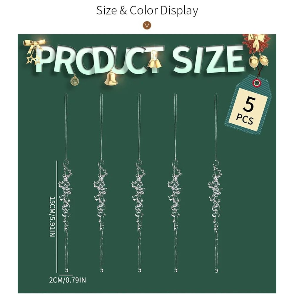 Elegant Acrylic Icicle Christmas Tree Ornaments Set 2