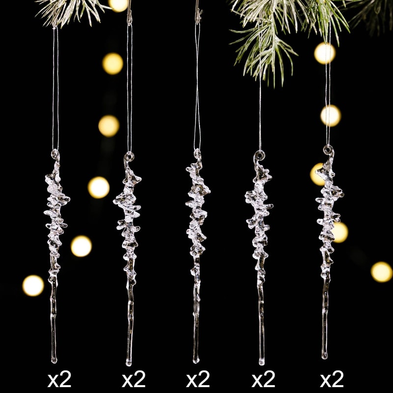 Elegant Acrylic Icicle Christmas Tree Ornaments Set 11