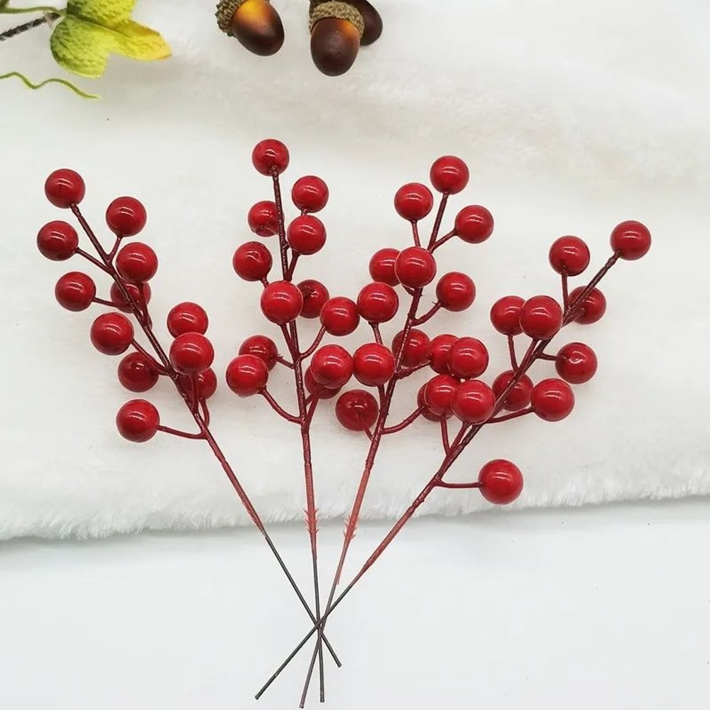Frosted Red Berry Stems Christmas Tree Decoration 3
