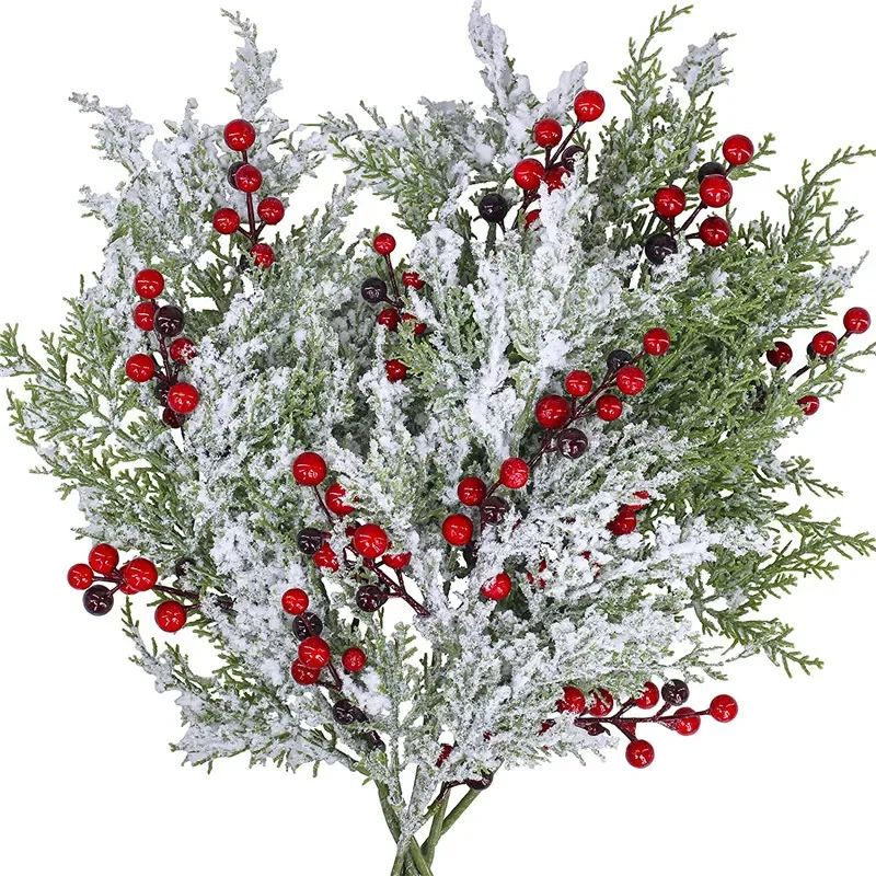 Frosted Red Berry Stems Christmas Tree Decoration 7