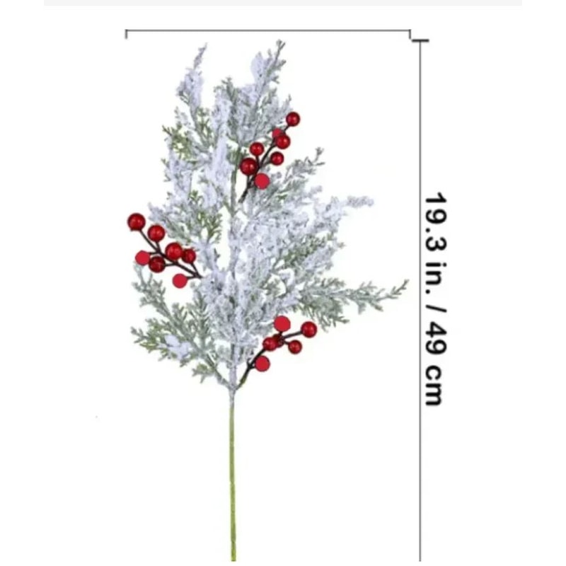 Frosted Red Berry Stems Christmas Tree Decoration 13