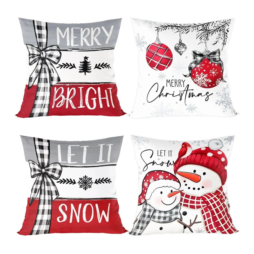 Merry Christmas Decorative Cushion Cover Set 4pcs 1