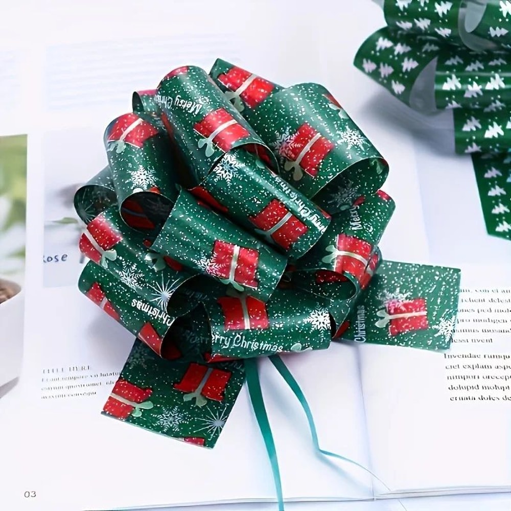 12pcs Random Design Festive Christmas Gift Bow Ribbon Ties 2