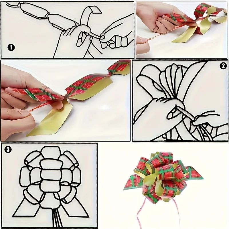 12pcs Random Design Festive Christmas Gift Bow Ribbon Ties 4