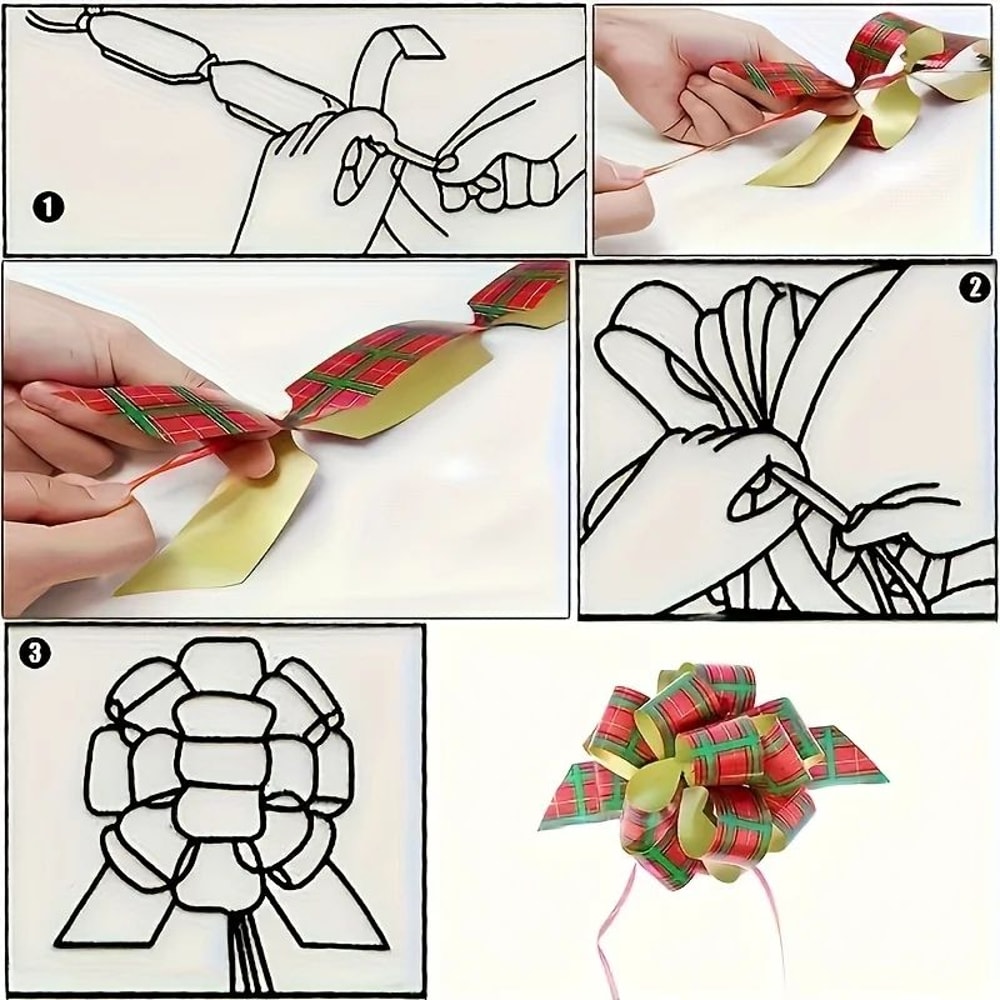 12pcs Random Design Festive Christmas Gift Bow Ribbon Ties 7