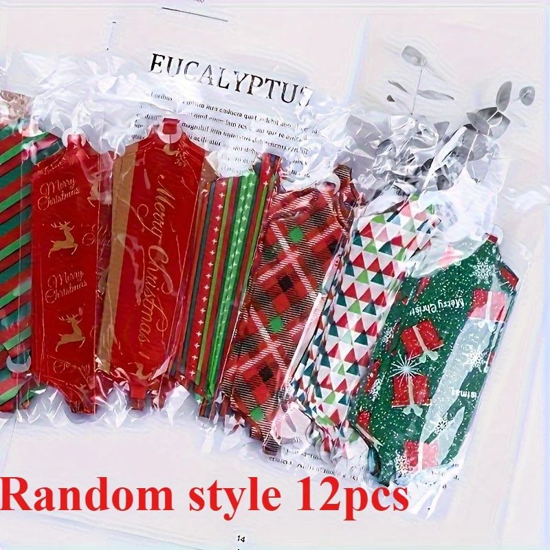 12pcs Random Design Festive Christmas Gift Bow Ribbon Ties 8